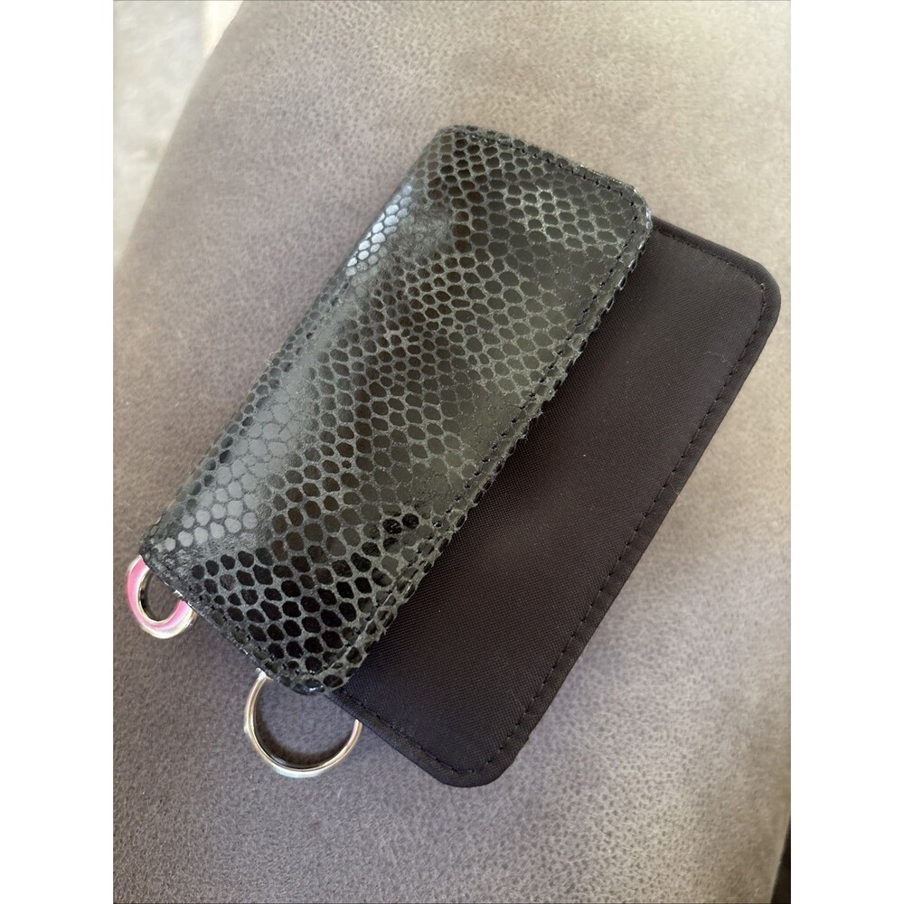 Vintage Barbara Bolan Keycard / Keychain Wallet, Nylon & Snakeskin